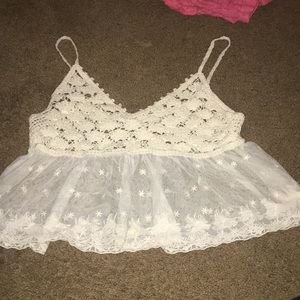 LAST CHANCE lace crop too shirt with sheer bottom